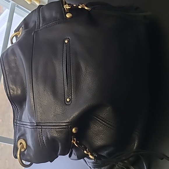 B Makowsky Black Meather Zipper Shoulder Bag - Picture 6 of 10